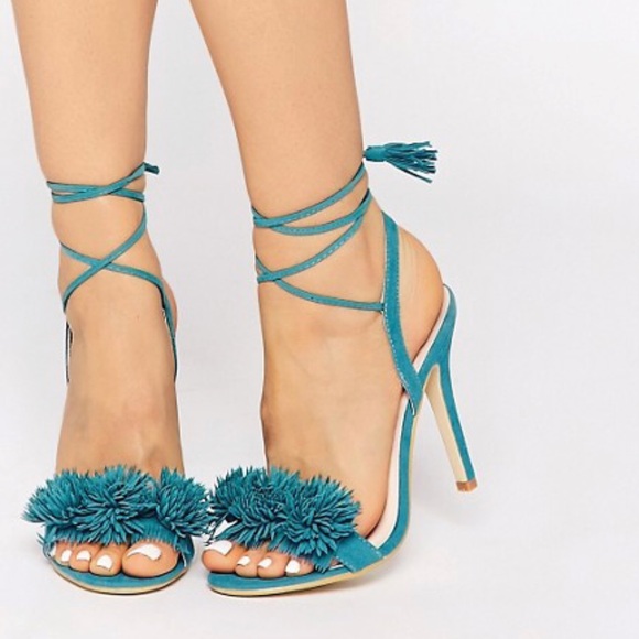 teal lace up heels